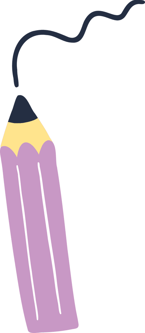 Transparent Background Lavender Pencil Drawing Wavy Line Graphic