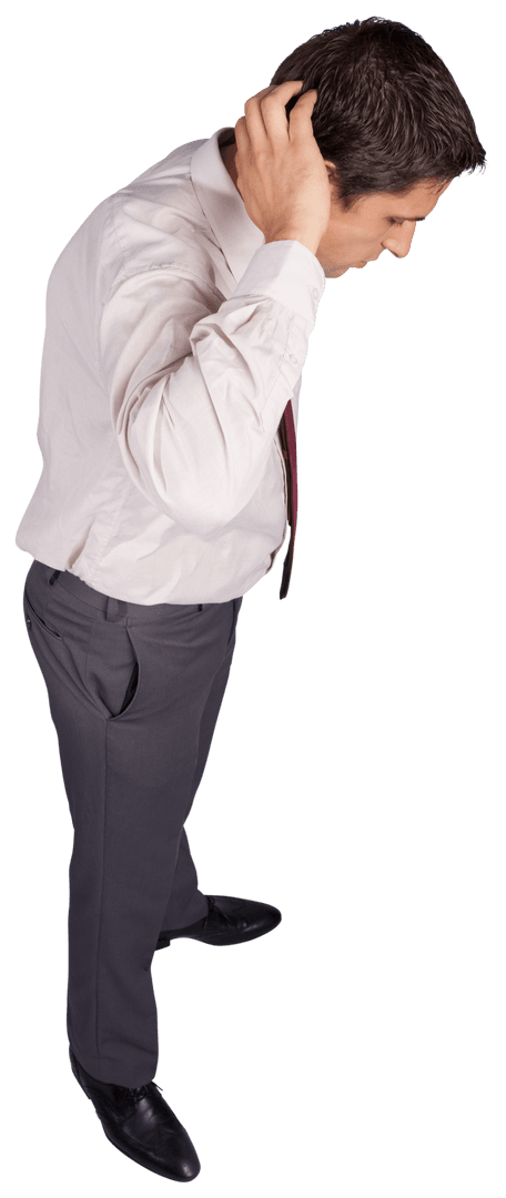 Thoughtful Businessman Standing in Contemplation on Transparent Background