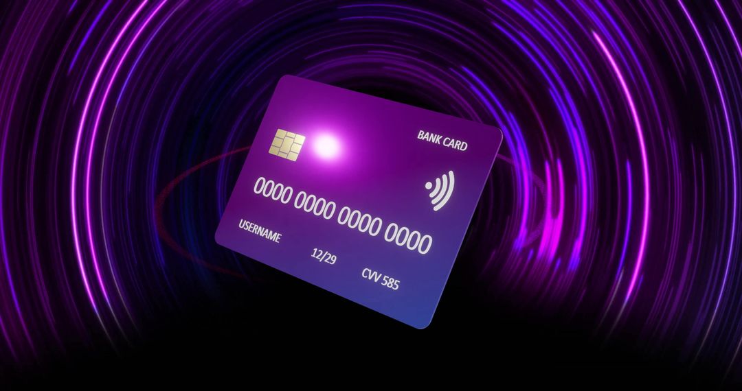 Futuristic Credit Card with Digital Background of Vivid Lights - Free Images, Stock Photos and Pictures on Pikwizard.com