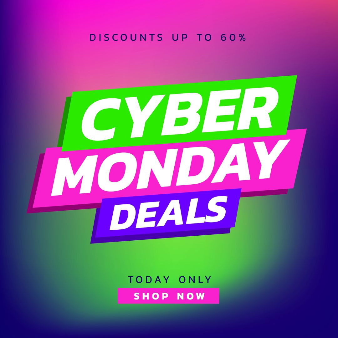 Composition of cyber monday text on colorful background - Download Free Stock Templates Pikwizard.com