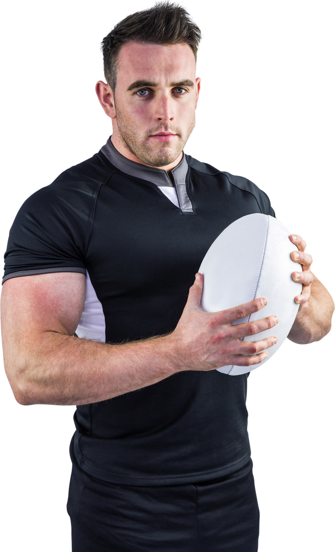 Tough Rugby Player Holding Ball Transparent Background - Download Free Stock Images Pikwizard.com