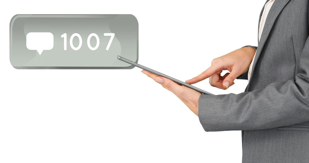 Businessman Managing Social Media Messages on Tablet