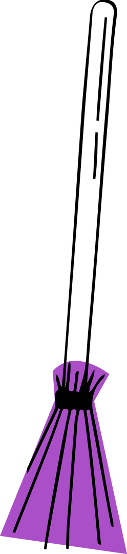 Purple Bristled Broom With Black Handle on Transparent Background