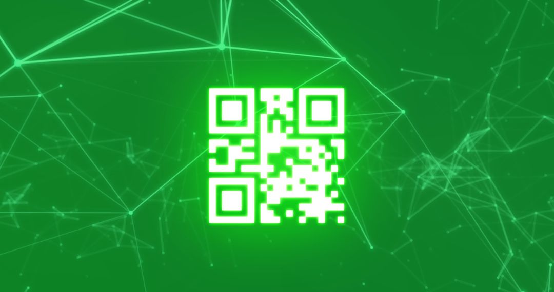 Digital Green QR Code with Network Connections Concept