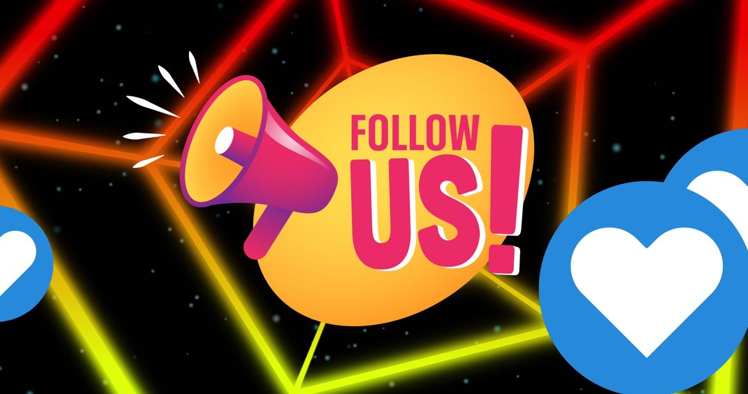 Dynamic Follow Us Social Media Concept with Retro Vibes