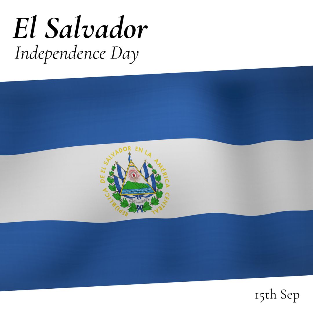 El Salvador Independence Day Flag Illustration with Date