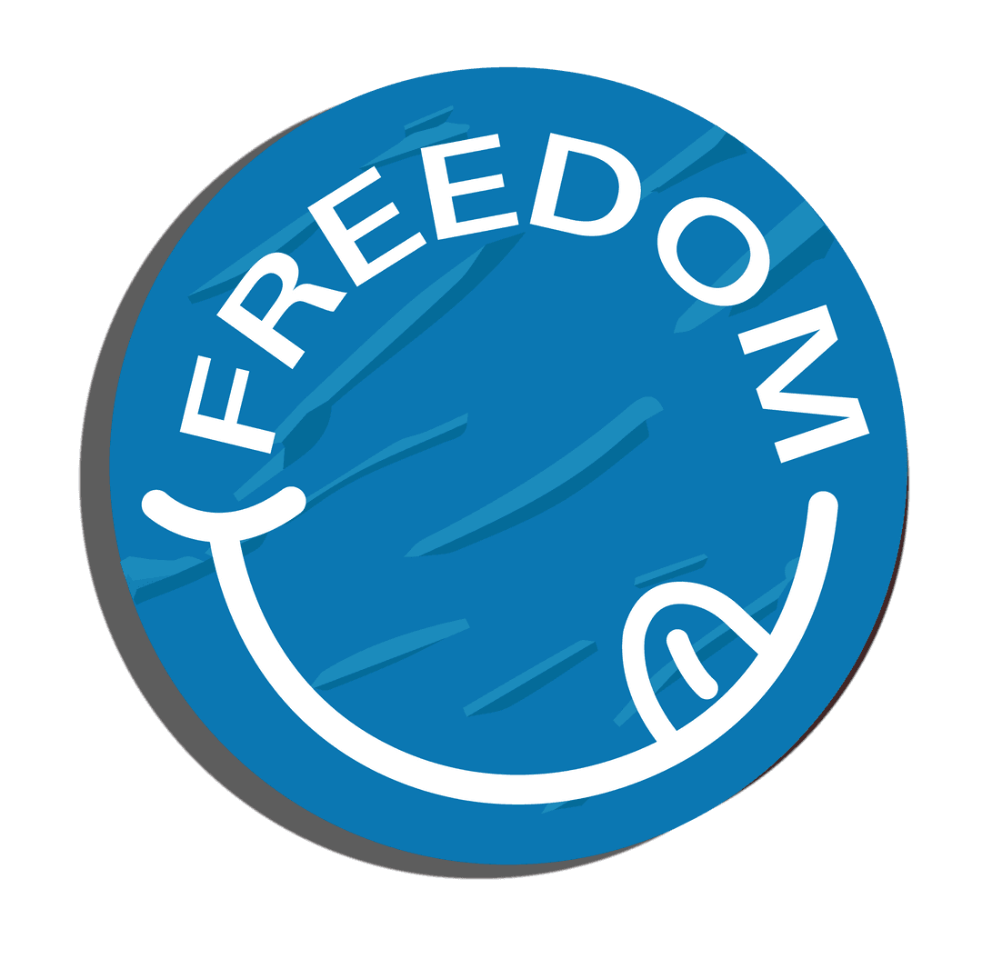 Circular Emblem Featuring Freedom and Brush Strokes on Transparent Background