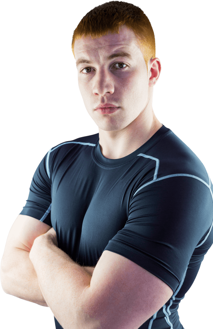 Transparent Portrait Muscular Rugby Player in Athletic Attire
