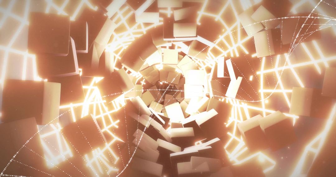 Abstract 3D Cubes and Technology Grid Tunnel