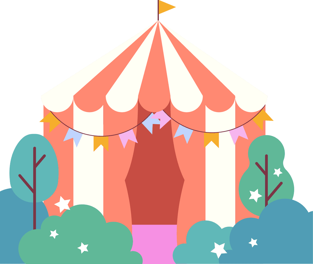 Colorful Carnival Tent with Transparent Background for Fun Projects