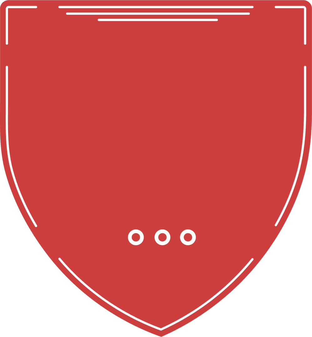 Digital Red Shield Icon with Rings on Transparent Background