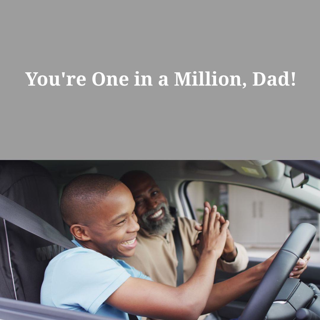 Father and Son High Five While Driving