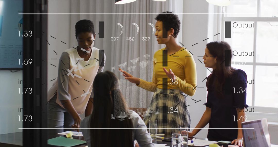 Diverse Team Discusses Global Finance Data Processing in Modern Office