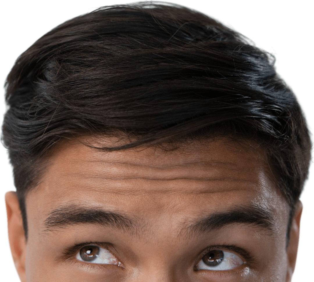 Close-up Forehead of Businessman on Transparent Background