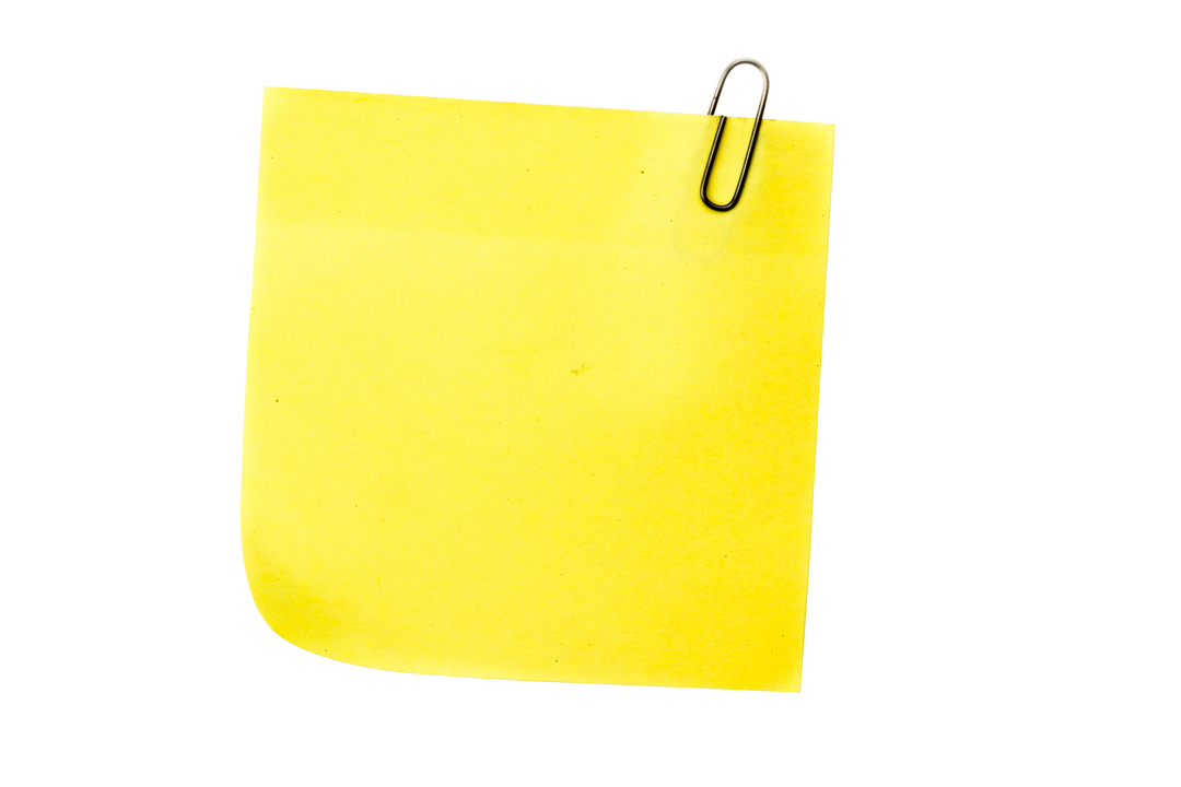 Yellow Memo Note with Paperclip on Transparent Background - Download Free Stock Images Pikwizard.com