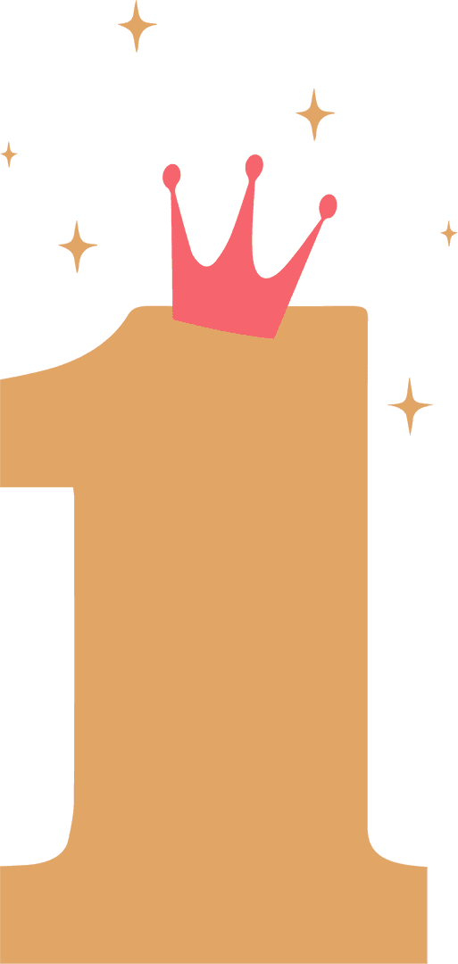 Transparent Golden One with Pink Crown and Stars for Milestone