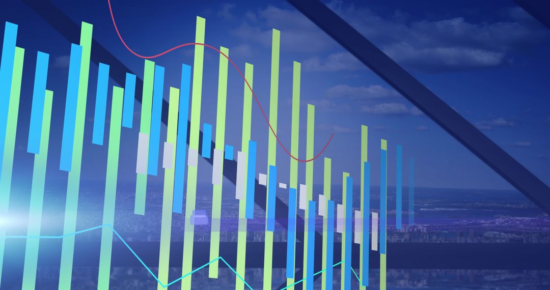 Digital Graphs over Cityscape Symbolizing Financial Innovation