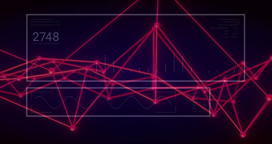 Futuristic Digital Network with Red Data Connections