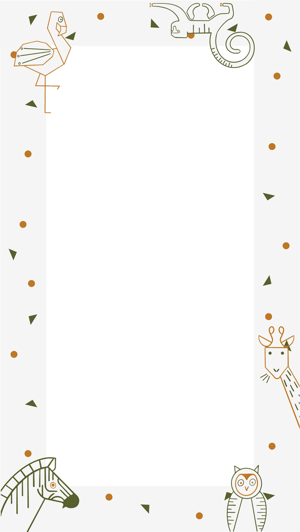 Minimalist Animal Motif Frame with Transparent Background