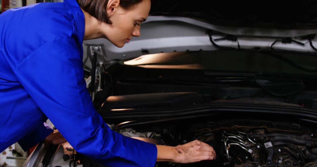 Female Mechanic Repairs Car in Auto Workshop - Free Images, Stock Photos and Pictures on Pikwizard.com