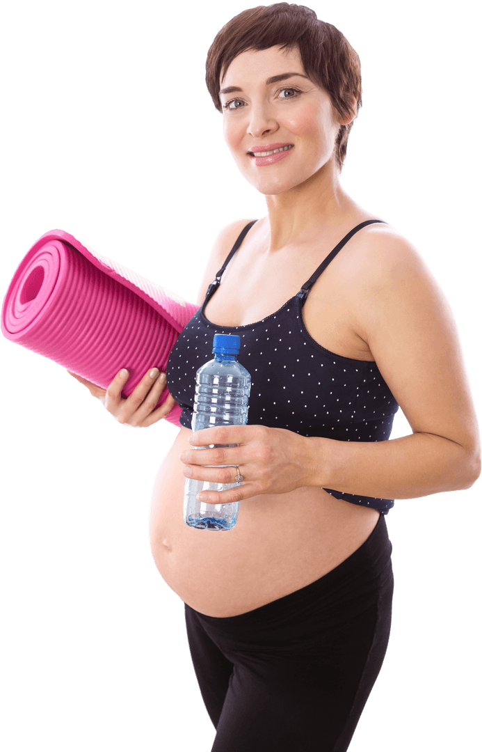 Transparent Portrait of Pregnant Woman with Exercise Gear