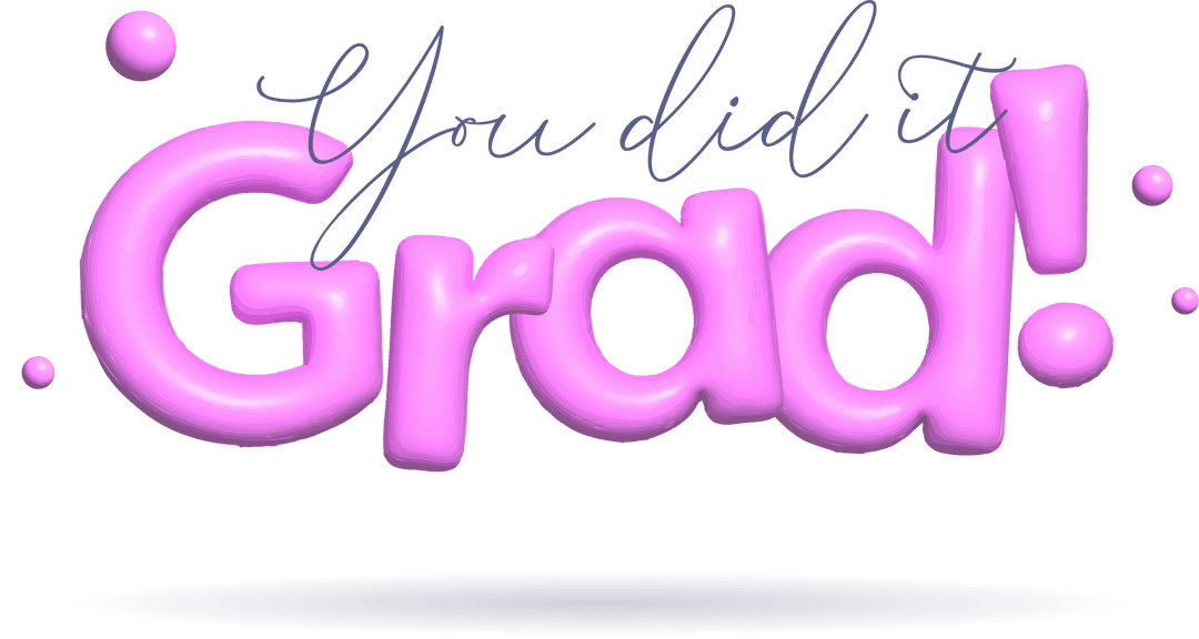 Glossy 3D Pink Grad Text on Transparent Background