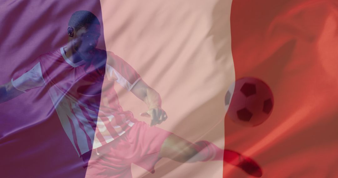 Image of african american male soccer player over flag of france - Free Images, Stock Photos and Pictures on Pikwizard.com