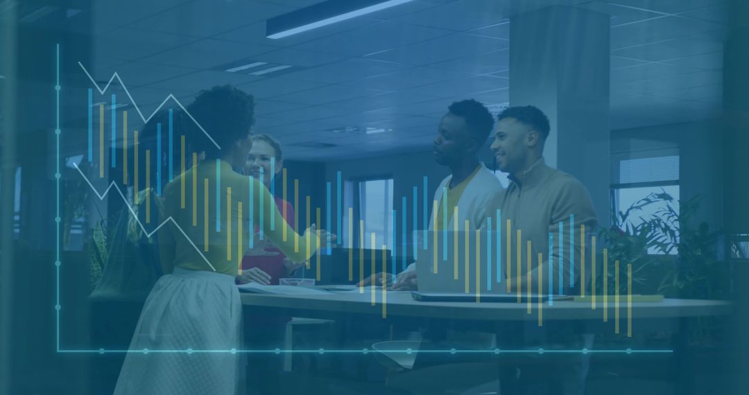 Diverse Team Meeting Analyzing Financial Data in Modern Office