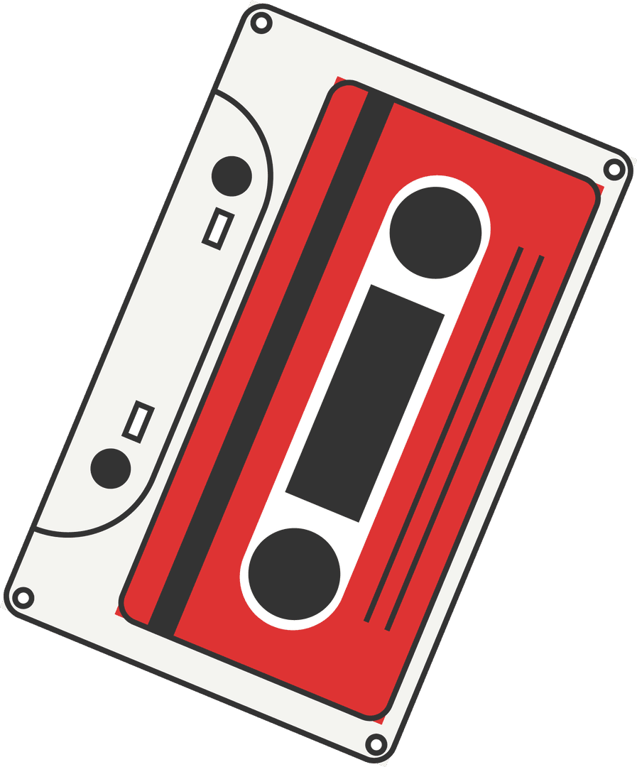 Transparent Vintage Cassette Tape Vector with Red Label Design