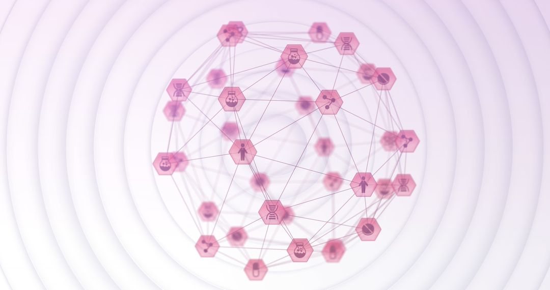 Digital Network Concept with Icon Network on Gradient Background