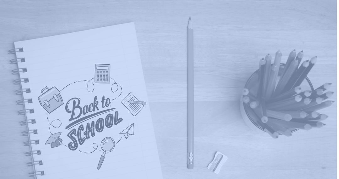 Back to School Educational Items with Data Processing Overlay