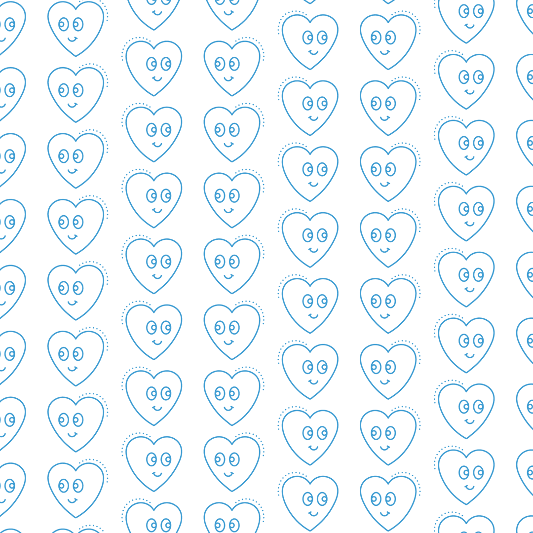 Blue Heart Pattern on Transparent Background for Creative Projects