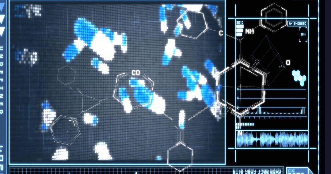 Digital Chemical Analysis Screen with Bacteria and Data