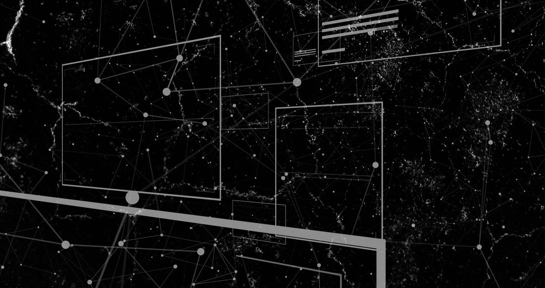 Abstract Tech Network Over Starry Canvas