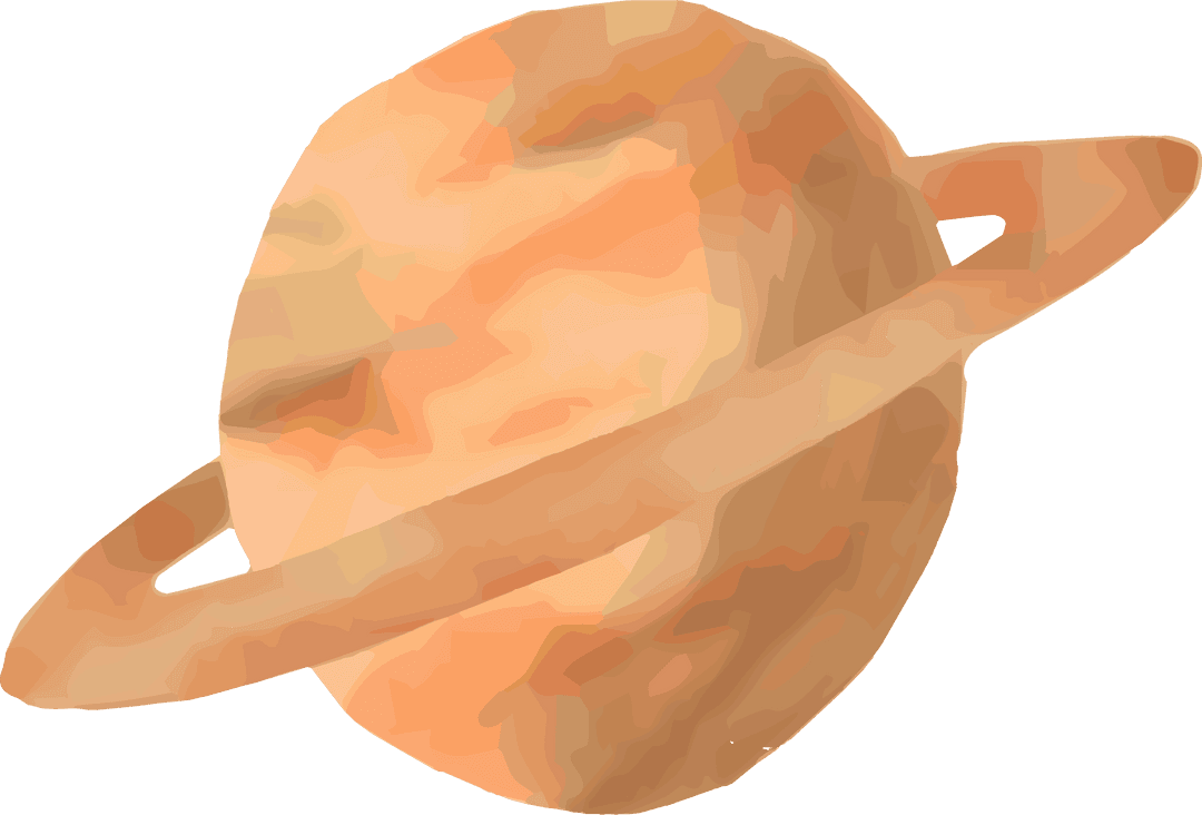 Abstract Ringed Planet Illustration on Transparent Background