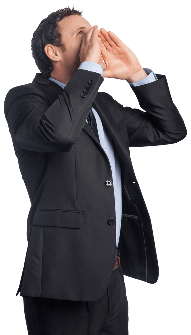 Transparent Businessman Shouting Vector in Formal Suit