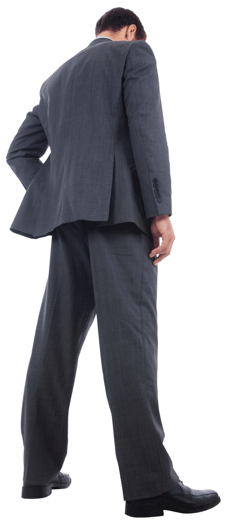Businessman in Gray Suit Standing with Confident Pose Transparent