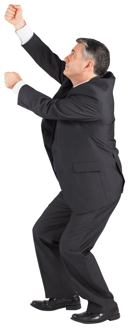 Focused Businessman Pulling Pose Transparent Background