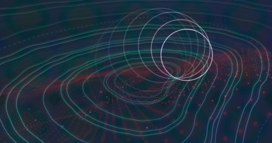 Abstract Digital Network with Spinning Lines and Scanning Circles
