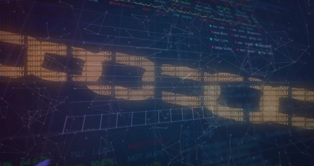 Digital Code Overlay Showing Cyber Network Connections