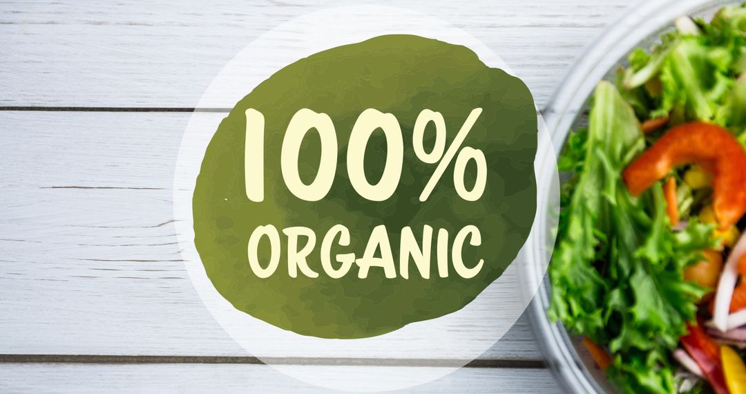 Organic Ingredients Concept with Fresh Salad and Text Overlay