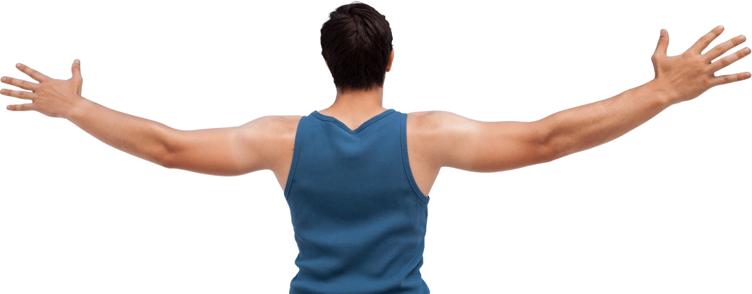 Transparent Back View of Man with Outstretched Arms