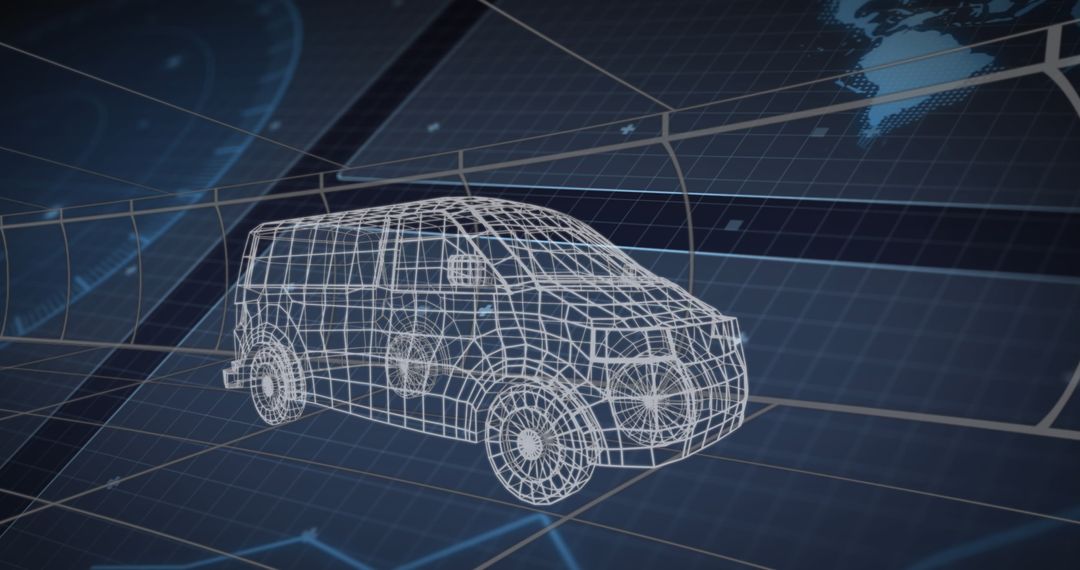 3D Van Wireframe with Digital Data Mapping Technology