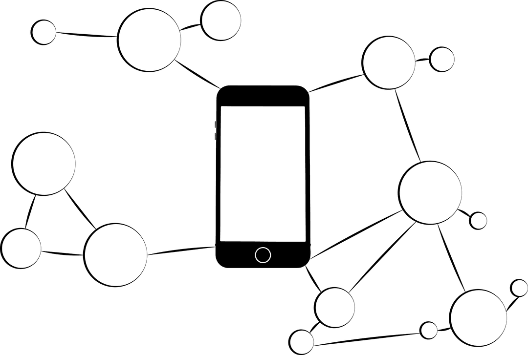Vector Mobile Phone with Transparent Connection Icons