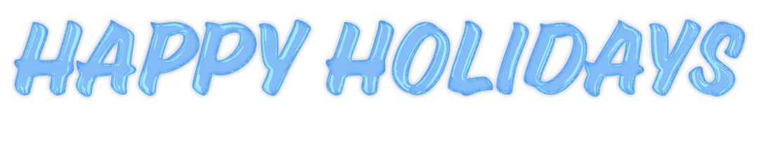 Happy Holidays Text Banner with Glossy Blue Finish