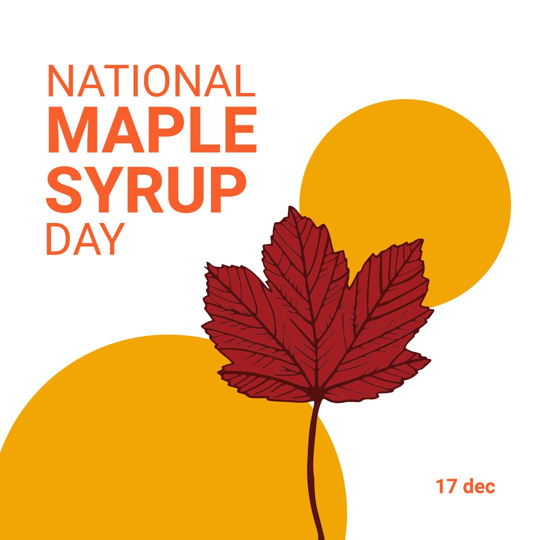 National Maple Syrup Day Illustration with Maple Leaf and Circles