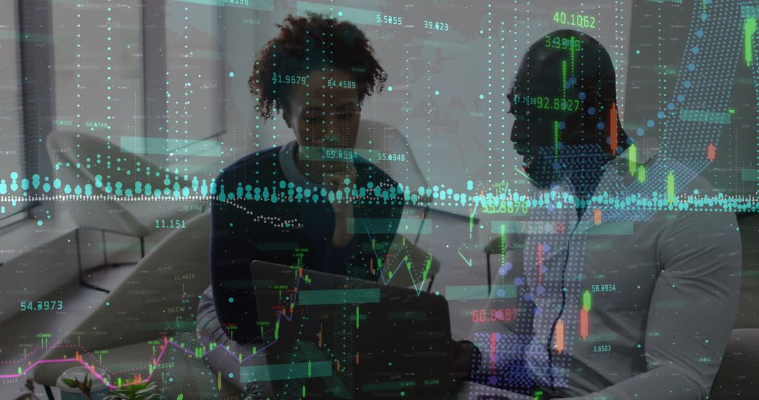 Business Professionals Analyzing Financial Data with Technology