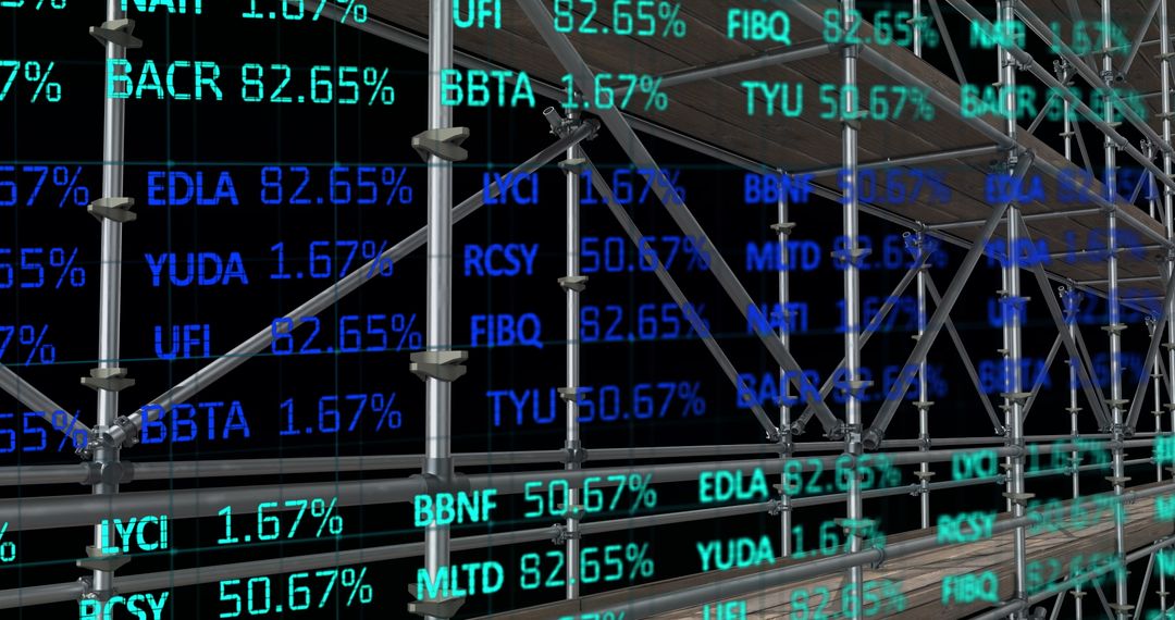 Scaffolding Overlaid with Digital Financial Data Display