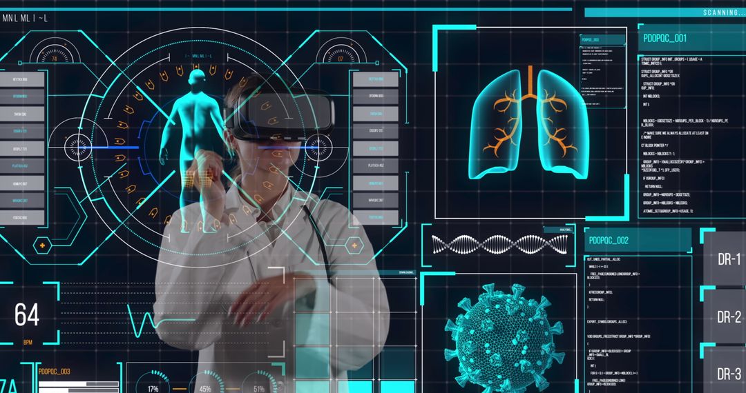 Doctor Using VR in Cutting-Edge Medical Data Analyses
