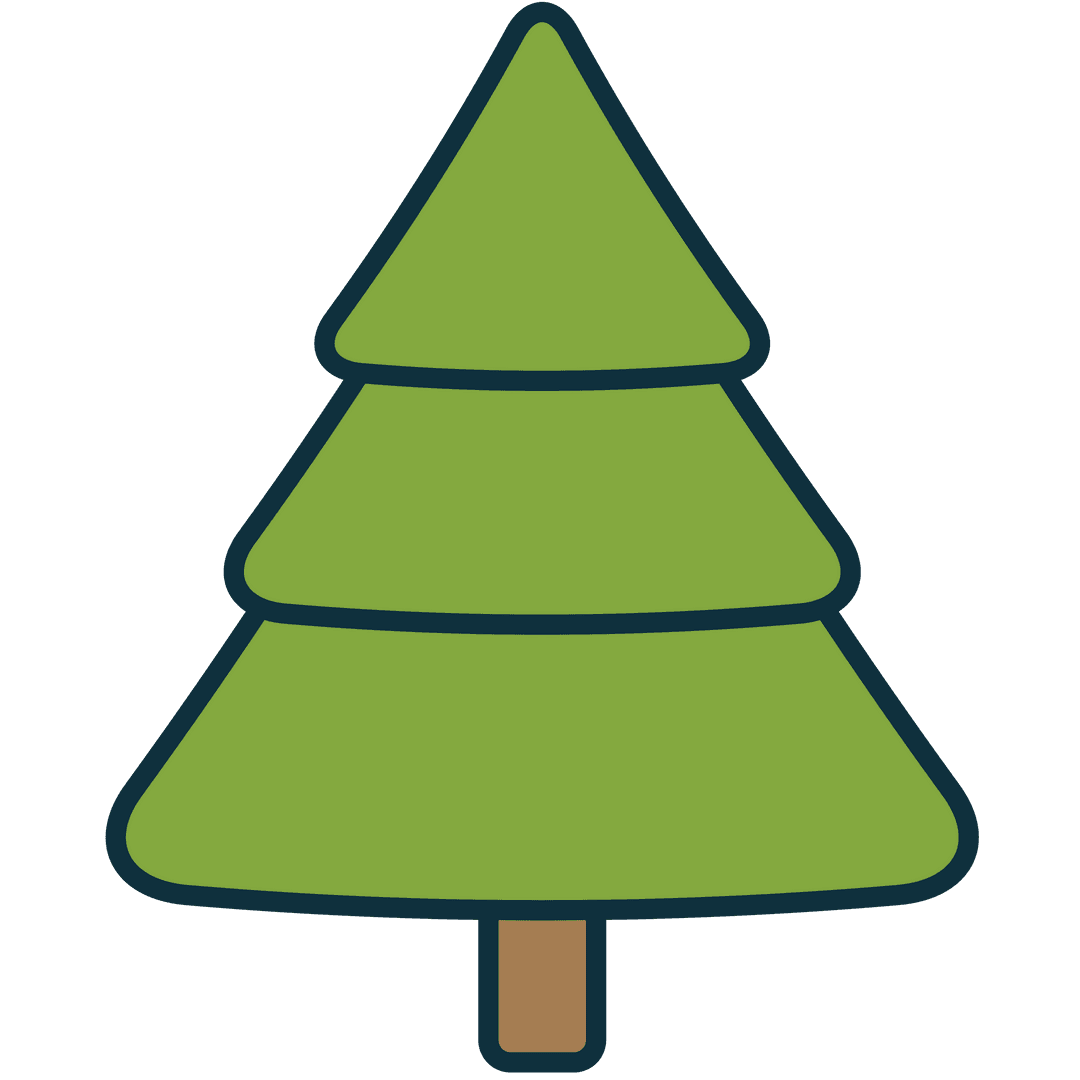 Green Fir Tree Digital Illustration on Transparent Background